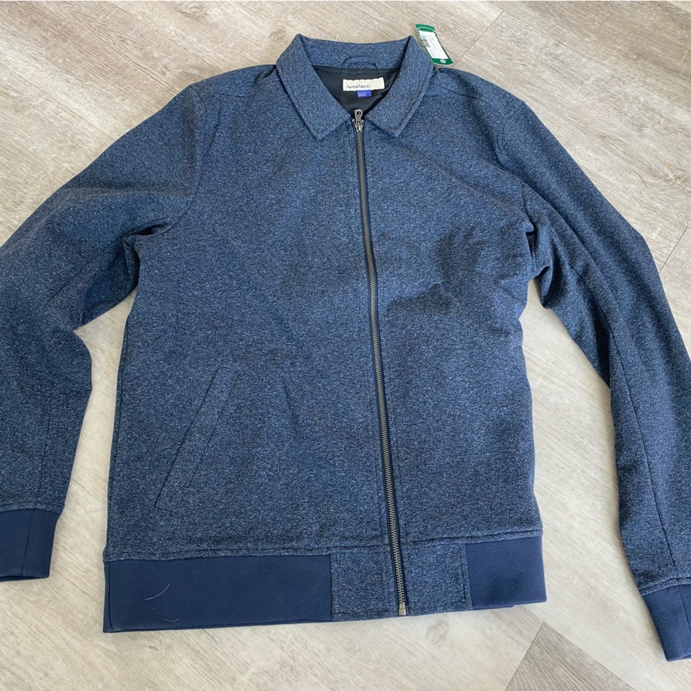 Artefact knit Harrington jacket blue XL tall